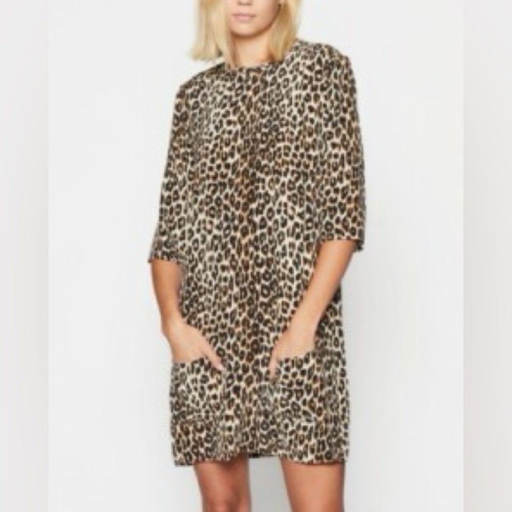 Equipment Silk Leopard Print Shift Dress
